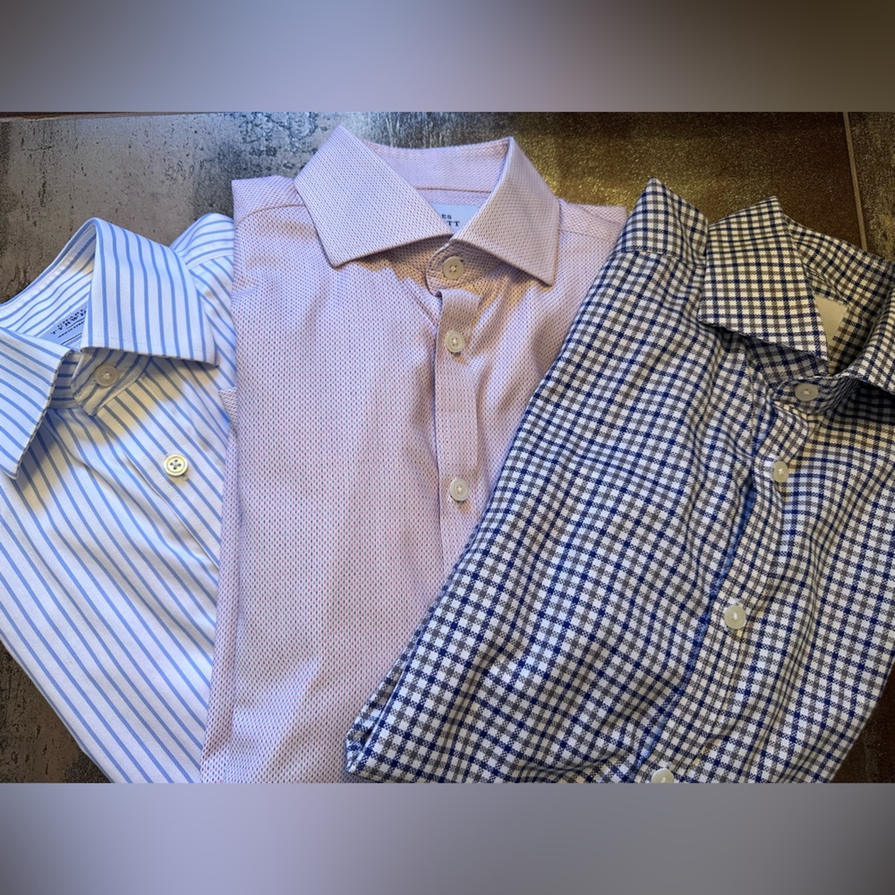 Bundle of 3 Charles Tyrwhitt Men Dress Shirts French Cuff Size 15 x 33